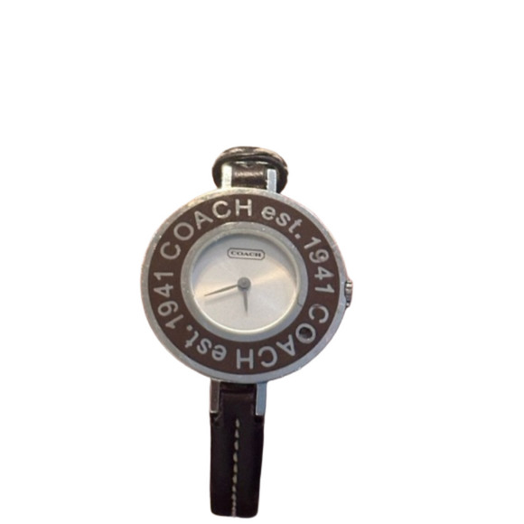 RARE Coach Heritage Signature Bezel Watch Brown Leather Swiss Made Vintage - Picture 5 of 7